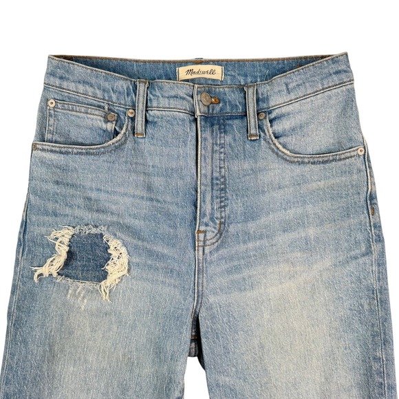 Madewell Womens Classic Straight Leg Jeans Size 28 Distressed Frayed Hem Denim - Picture 3 of 12